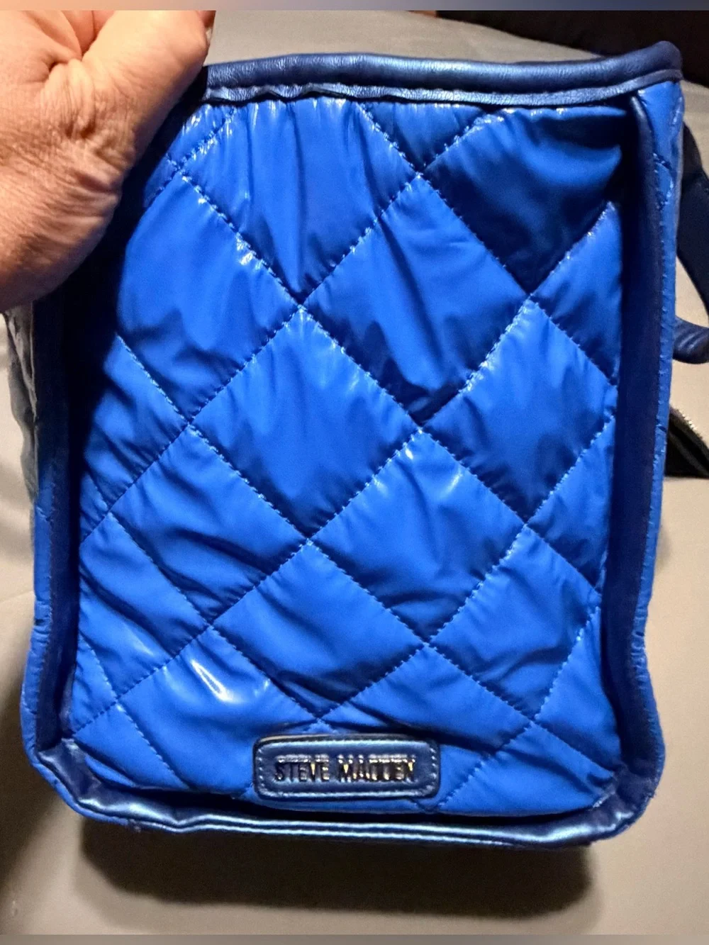 Steve Madden Quilted Royal Blue Tote with Chain Handles